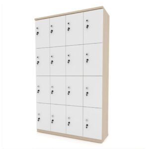 Tủ gỗ locker gửi đồ 16 ngăn trắng