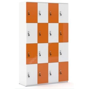 Tủ gỗ locker gửi đồ 16 ngăn màu cam