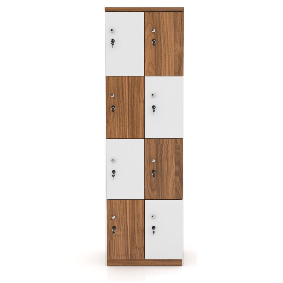 Tủ gỗ locker để đồ 8 cánh trắng