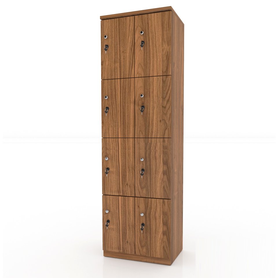 Tủ gỗ locker để đồ 8 cánh trắng